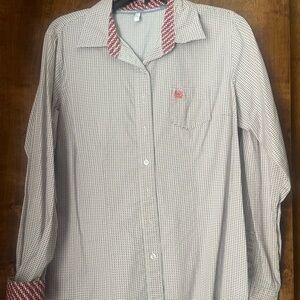 Cinch Red and White Button Down Shirt